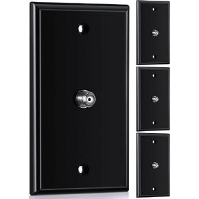 Weewooday 4 Pieces Coax Wall Plate 1-Port TV Cable Cover Outlet Plate F -type Connector Coaxial Cable, Screws Included(White and Black) in Saudi Arabia