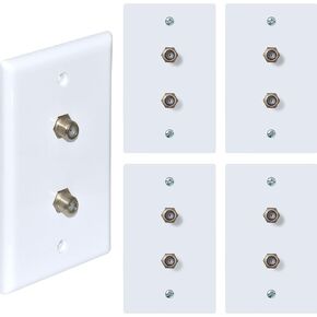 Newhouse Hardware 2-Port TV Cable Wall Plate, F Connector, for Coax Cable, Double Gang Video Wall Jack, 5-Pack, White in Kuwait