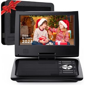 مشغل DVD محمول SUNPIN مقاس 11 بوصة للسيارة والأطفال مع شاشة دوارة عالية الدقة مقاس 9.5 بوصة، وبطارية قابلة لإعادة الشحن لمدة 5 ساعات، ومقبس سماعة أذن مزدوج، يدعم بطاقة SD/USB/CD/DVD، مع حقيبة تثبيت إضافية لمسند الرأس (أسود)