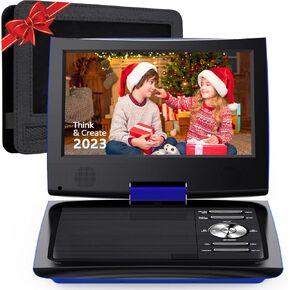 مشغل DVD محمول SUNPIN مقاس 11 بوصة للسيارة والأطفال مع شاشة دوارة عالية الدقة مقاس 9.5 بوصة، وبطارية قابلة لإعادة الشحن لمدة 5 ساعات، ومقبس سماعة أذن مزدوج، يدعم بطاقة SD/USB/CD/DVD، مع حقيبة تثبيت إضافية لمسند الرأس (أسود) in Kuwait