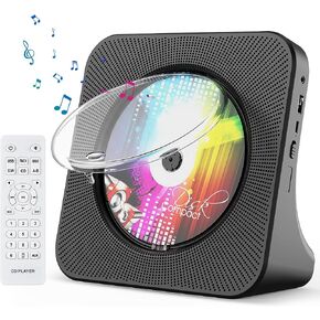 Portable CD Player, Bluetooth CD Kpop Player for Desktop with HiFi Sound Speaker, Cute FM Radio CD Music Player for Home with Remote Control, Dust Cover, LED Screen, Support AUX/USB, Headphone Jack