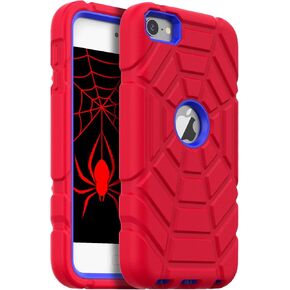 Grifobes for iPod Touch 7th Generation Case, iPod Touch 6th / 5th Generation Case, 3-in-1 Heavy Duty Shockproof Rugged Protective Cover for iPod Touch 7/6/5 Case for Kids Children(Black+Red) in Saudi Arabia
