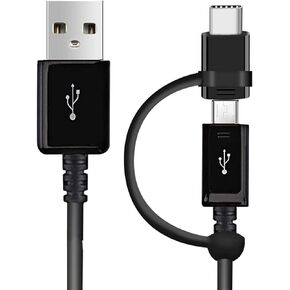 Full 5A USB Data Cable Works for Motorola Edge (2021) with MicroUSB and USB Type-C Adapter for True Dual Fast Quick Charge Speeds! (Black) in Saudi Arabia