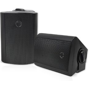 Herdio 4 Inches Passive Outdoor Speakers with 200Watt Powerful Bass Expansive Stereo Sound Coverage All-Weather Durability (Pair, Black)
