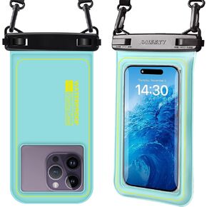 جراب هاتف عائم مقاوم للماء، حامل حقيبة جافة للهاتف المحمول IPX8 لهاتف iPhone 14 13 12 11 Pro Max XS Plus X Galaxy S21 Samsung S22 حتى 6.8 بوصة، واقي هاتف HD تحت الماء مع حبل قابل للفصل in Kuwait