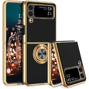حافظة BENTOBEN Galaxy Z Flip4، حافظة هاتف Samsung Z Flip 4، رفيعة وفاخرة، حامل حلقي مقاوم للصدمات، ممتص الصدمات المطاطي لحماية من السقوط للفتيات والنساء والأولاد والرجال Z Flip4 5G، رمادي/ذهبي in Kuwait