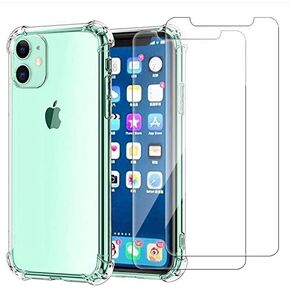 حافظة شفافة لهاتف iPhone 12 Pro وiPhone 12 من Cavie مع واقيين للشاشة، أقصى حماية لامتصاص الصدمات، حافظة iPhone 12 شفافة، متوافقة مع Apple iPhone 12 & 12 Pro