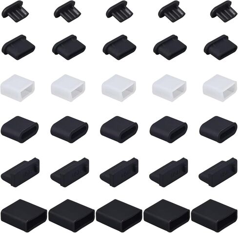 30 قطعة من 6 أنواع غطاء قابس USB مضاد للغبار، سدادة غبار سيليكون USB من النوع C، واقي منفذ غطاء USB صغير، غطاء حماية مضاد للغبار لمنافذ USB من النوع C، USB A، منافذ USB صغيرة (30 قطعة) in Saudi Arabia
