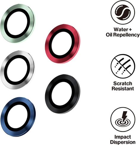 RhinoShield Camera Lens Protector Compatible with [iPhone 13/13 mini] | Impact Protection - High Clarity and Scratch/Fingerprint Resistant 9H Tempered Glass with Aluminum Trim - Red in Saudi Arabia