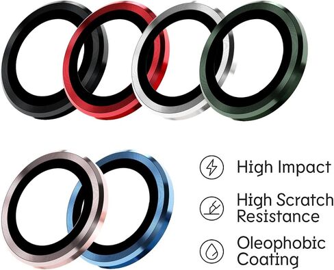 RhinoShield Camera Lens Protector Compatible with [iPhone 13/13 mini] | Impact Protection - High Clarity and Scratch/Fingerprint Resistant 9H Tempered Glass with Aluminum Trim - Red in Saudi Arabia