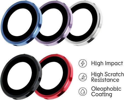 RhinoShield Camera Lens Protector Compatible with [iPhone 13/13 mini] | Impact Protection - High Clarity and Scratch/Fingerprint Resistant 9H Tempered Glass with Aluminum Trim - Red in Saudi Arabia