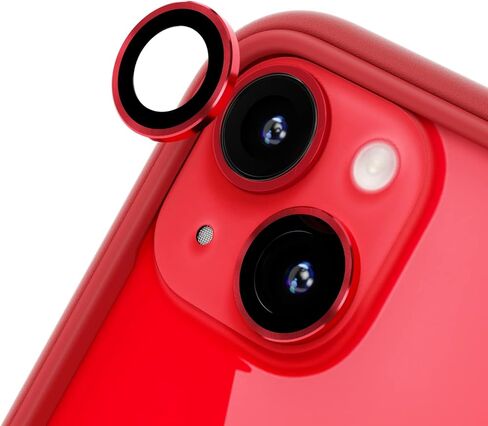 RhinoShield Camera Lens Protector Compatible with [iPhone 13/13 mini] | Impact Protection - High Clarity and Scratch/Fingerprint Resistant 9H Tempered Glass with Aluminum Trim - Red in Saudi Arabia