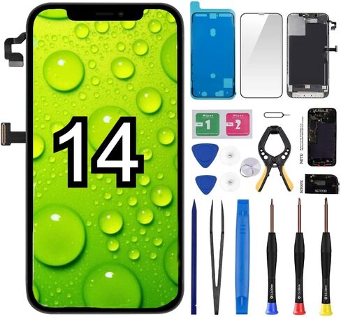 مجموعة استبدال شاشة iPhone 14، محول رقمي لإصلاح شاشة LCD الخلوية مقاس 6.1 بوصة تعمل باللمس مع طقم إصلاح + واقي شاشة in Kuwait