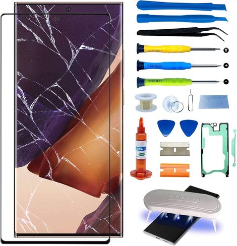 Agzssl لهاتف Samsung Galaxy Note 10 Plus طقم إصلاح الزجاج الأمامي استبدال الشاشة 6.8 بوصة زجاج الشاشة الخارجي بما في ذلك لاصق الإطار المقاوم للماء، وغراء إصلاح وأداة المصباح (بدون محول رقمي، بدون شاشة LCD) in Kuwait