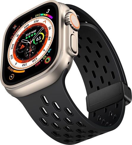 Magnetic Anti Sweat Sport Band/Strap for Apple Watch, Waterproof Breathable Silicone Correas. Para Compatible with iWatch Ultra SE Series11/10/9/8/7/6/5/4/3/2/1, Women Men, 42mm 44mm 45mm 46mm 49mm in Kuwait