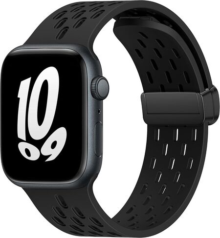Magnetic Anti Sweat Sport Band/Strap for Apple Watch, Waterproof Breathable Silicone Correas. Para Compatible with iWatch Ultra SE Series11/10/9/8/7/6/5/4/3/2/1, Women Men, 42mm 44mm 45mm 46mm 49mm in Kuwait