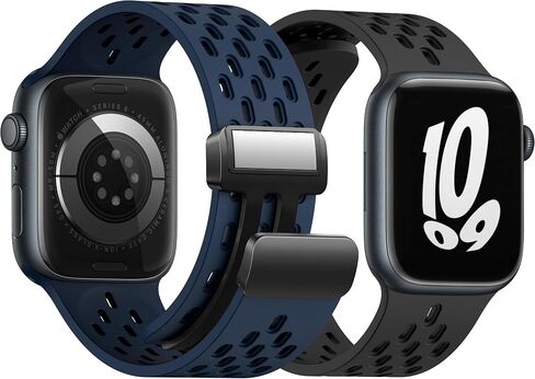 Magnetic Anti Sweat Sport Band/Strap for Apple Watch, Waterproof Breathable Silicone Correas. Para Compatible with iWatch Ultra SE Series11/10/9/8/7/6/5/4/3/2/1, Women Men, 42mm 44mm 45mm 46mm 49mm in Kuwait