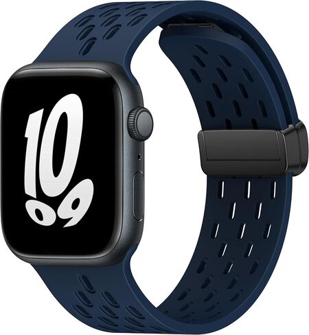 Magnetic Anti Sweat Sport Band/Strap for Apple Watch, Waterproof Breathable Silicone Correas. Para Compatible with iWatch Ultra SE Series11/10/9/8/7/6/5/4/3/2/1, Women Men, 42mm 44mm 45mm 46mm 49mm in Kuwait