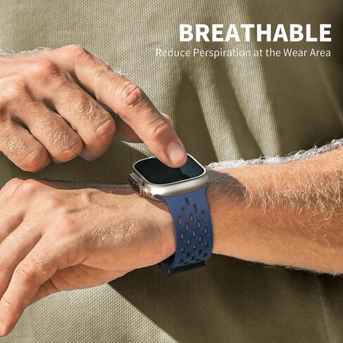 Magnetic Anti Sweat Sport Band/Strap for Apple Watch, Waterproof Breathable Silicone Correas. Para Compatible with iWatch Ultra SE Series11/10/9/8/7/6/5/4/3/2/1, Women Men, 42mm 44mm 45mm 46mm 49mm in Kuwait