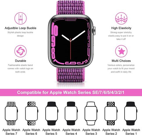 سوار رياضي من النايلون متوافق مع سوار ساعة Apple مقاس 38 مم 40 مم 41 مم 42 مم 44 مم 45 مم، حزام مضفر قابل للتعديل ومسامي للنساء والرجال متوافق مع سلسلة iWatch 8/7/6/5/4/3 SE (في انتظار الحصول على براءة اختراع) in Kuwait