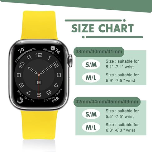 Sport Bands Compatible with Apple Watch Ultra 3/2/1 49mm, Series 11/10 46/42mm, 9/8/7 45/41mm, SE 6/5/4 44/40mm, 3/2/1 42/38mm S/M M/L for Women Men Silicone iWatch Band in Kuwait