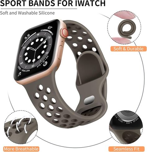 Lerobo Sport Band for Apple Watch Bands 44mm 45mm 46mm 42mm 49mm Men Women | Soft Silicone, Breathable Waterproof Strap for iWatch Series 11 10 9 8 7 6 5 4 Ultra SE 3 2 1, Gym Workout Wrist Band, Black in Kuwait