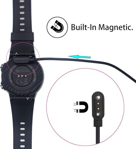 سلك شاحن مغناطيسي للساعة الذكية [قطعتان]، كابل شحن سريع USB بدبوسين بطول 3.3 قدم يناسب ياماي SW021/023 ياماي/ويلفول/ليتسفيت ID205L ID205U ID205S in Kuwait