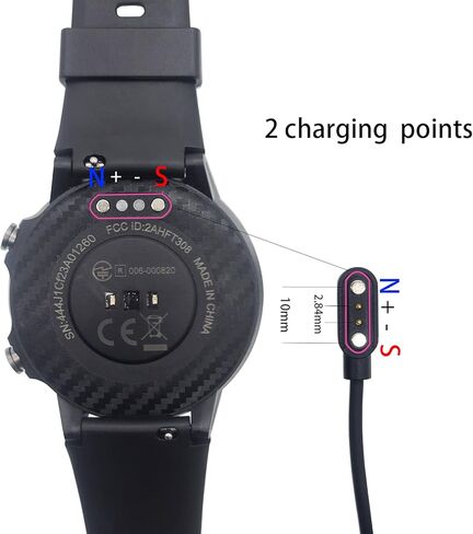 سلك شاحن مغناطيسي للساعة الذكية [قطعتان]، كابل شحن سريع USB بدبوسين بطول 3.3 قدم يناسب ياماي SW021/023 ياماي/ويلفول/ليتسفيت ID205L ID205U ID205S in Kuwait
