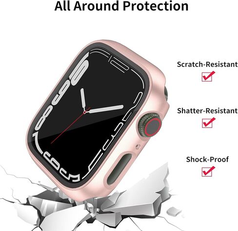 [4 قطع] حافظة PKMH صلبة من البولي كربونات مع واقي شاشة متوافق مع Apple Watch Series 7/8 45 مم، حافة كاملة وغطاء إطاري مضاد للخدش لملحقات الساعة الذكية iWatch in Kuwait