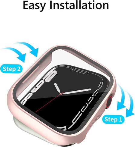 [4 قطع] حافظة PKMH صلبة من البولي كربونات مع واقي شاشة متوافق مع Apple Watch Series 7/8 45 مم، حافة كاملة وغطاء إطاري مضاد للخدش لملحقات الساعة الذكية iWatch in Kuwait