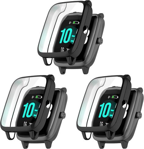 Protective Case Compatible with Fitpolo/Yamay/Lintelek/Willful/Letscom/Veryfitpro/Lifebee/HAFURY ID205L IP68 1.3" touch screen Smartwatch TPU Case Cover Soft Protector Bumper (3 Blacks) in Saudi Arabia