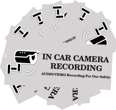 in Car Camera Recording Sticker- Transparent Stickers 3×7 Inch Back Self-Adhesive Security Warning Sign Removable for Car Vehicle 10 Pack in Saudi Arabia