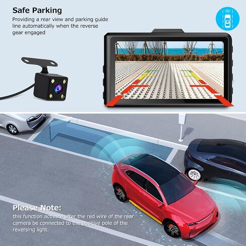 Dash Cam Front and Rear, SPADE Dual Dash Camera 1080P with 32G SD Card, Waterproof Backup Camera, DVR Car Dashboard Camera 1296P with Night Vision WDR G-Sensor Parking Monitor Loop Recording in Saudi Arabia