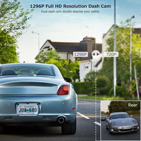 Dash Cam Front and Rear, SPADE Dual Dash Camera 1080P with 32G SD Card, Waterproof Backup Camera, DVR Car Dashboard Camera 1296P with Night Vision WDR G-Sensor Parking Monitor Loop Recording in Saudi Arabia