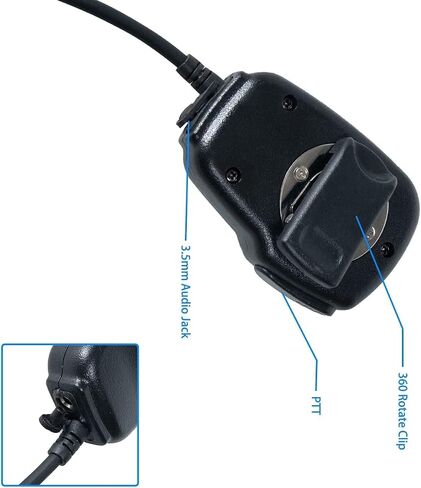 ميكروفون مكبر صوت محمول من Sarcia Cobra، ميكروفون كتف 1 دبوس 2.5 مم مع كابل معزز لملحقات راديو Cobra Talkabout Walkie Talkie ثنائية الاتجاه، مقبس صوت 3.5 مم، أسود in Kuwait