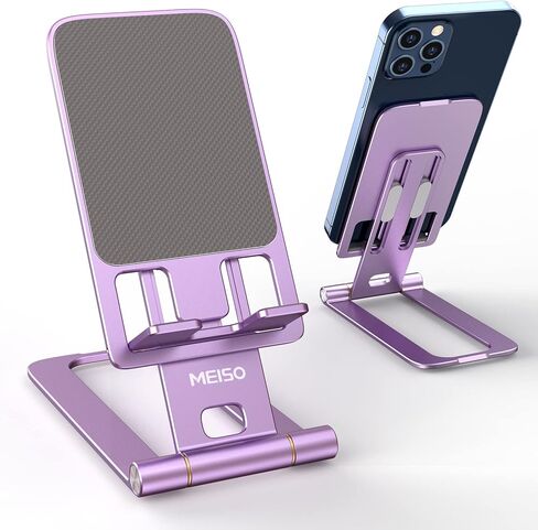 MEISO Foldable Aluminum Desktop Phone Stand, Portable Phone Stand, Adjustable Height Phone Holder, Cellphone Cradle Compatible with iPhone Pro/Max/Mini, Samsung Galaxy, Pixel Smartphone in Kuwait