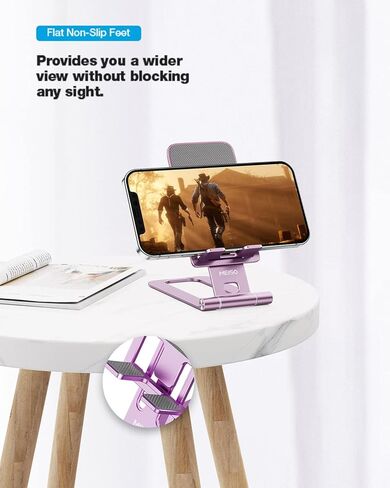 MEISO Foldable Aluminum Desktop Phone Stand, Portable Phone Stand, Adjustable Height Phone Holder, Cellphone Cradle Compatible with iPhone Pro/Max/Mini, Samsung Galaxy, Pixel Smartphone in Kuwait