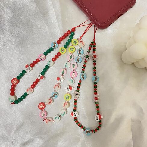 Beaded Phone Charm, Smiley Face Beaded Phone Lanyard Wrist Strap Fruit Letter Pearl Rainbow Handmade Clay Beads Anti Lost Phone (1 yellow smile) in Saudi Arabia