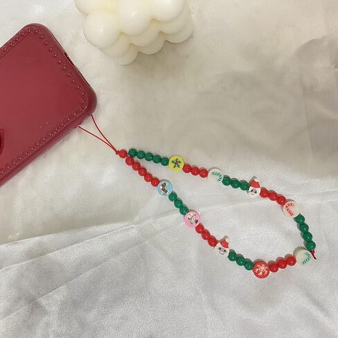 Beaded Phone Charm, Smiley Face Beaded Phone Lanyard Wrist Strap Fruit Letter Pearl Rainbow Handmade Clay Beads Anti Lost Phone (1 yellow smile) in Saudi Arabia