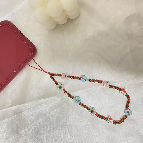 Beaded Phone Charm, Smiley Face Beaded Phone Lanyard Wrist Strap Fruit Letter Pearl Rainbow Handmade Clay Beads Anti Lost Phone (1 yellow smile) in Saudi Arabia