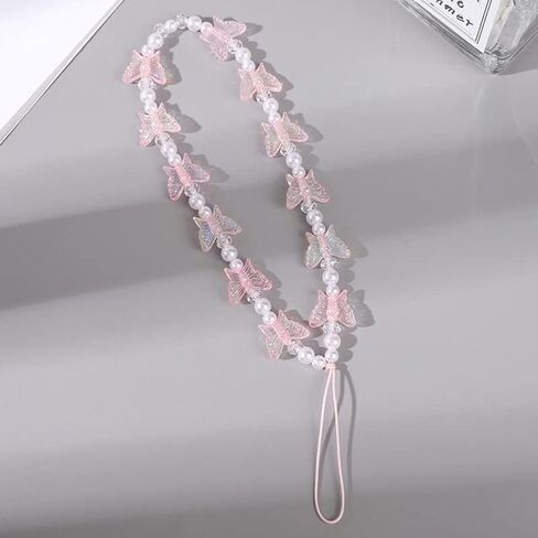 Fuqimanman2020 1-2 PCS Natural Stone Cell Phone Lanyard Strap Charms- Handmade Colorful Beaded Butterfly Charms for Women Girl, Rainbow Keychain in Saudi Arabia
