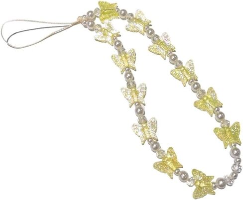 Fuqimanman2020 1-2 PCS Natural Stone Cell Phone Lanyard Strap Charms- Handmade Colorful Beaded Butterfly Charms for Women Girl, Rainbow Keychain in Saudi Arabia