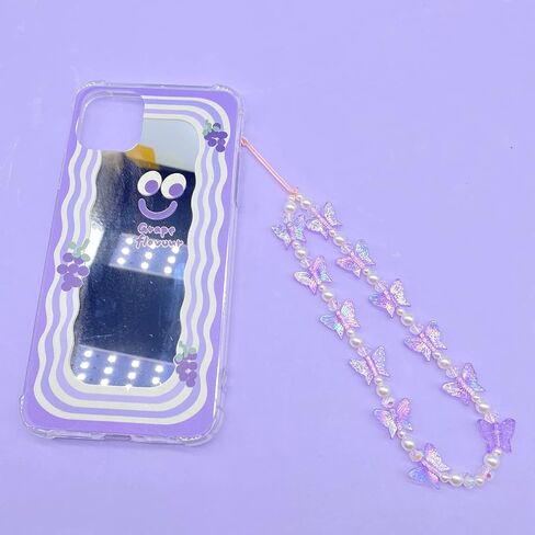 Fuqimanman2020 1-2 PCS Natural Stone Cell Phone Lanyard Strap Charms- Handmade Colorful Beaded Butterfly Charms for Women Girl, Rainbow Keychain in Saudi Arabia