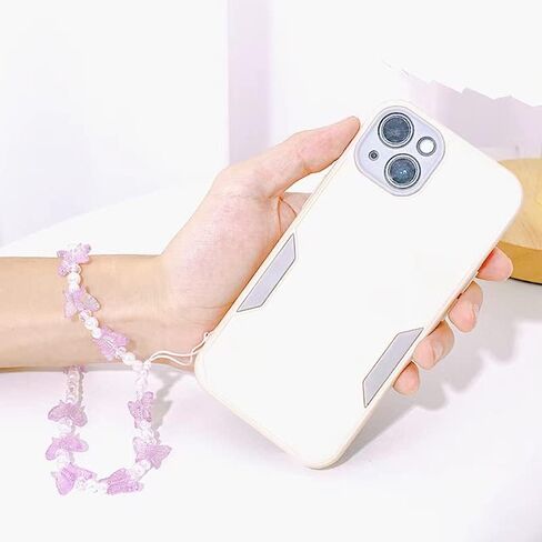 Fuqimanman2020 1-2 PCS Natural Stone Cell Phone Lanyard Strap Charms- Handmade Colorful Beaded Butterfly Charms for Women Girl, Rainbow Keychain in Saudi Arabia