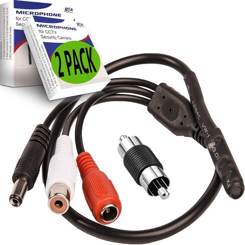 CCTV Microphone with Preamp, RCA Audio Out, 12V DC — Adjustable Gain — for DVR/NVR & IP Cameras (3Pack) in Saudi Arabia