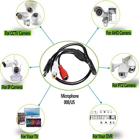 CCTV Microphone with Preamp, RCA Audio Out, 12V DC — Adjustable Gain — for DVR/NVR & IP Cameras (3Pack) in Saudi Arabia