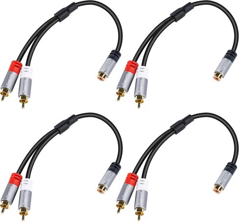 مقسم Togconn RCA (4 حزم)، 1 RCA ذكر إلى 2 RCA أنثى محول مكبر صوت Y، [مطلي بالذهب 24 قيراط] كابل مقسم مكبر صوت RCA قصير لصوت السيارة، مضخم الصوت، مشغل الأقراص المضغوطة، المسرح المنزلي in Kuwait