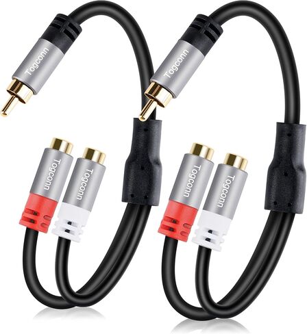 مقسم Togconn RCA (4 حزم)، 1 RCA ذكر إلى 2 RCA أنثى محول مكبر صوت Y، [مطلي بالذهب 24 قيراط] كابل مقسم مكبر صوت RCA قصير لصوت السيارة، مضخم الصوت، مشغل الأقراص المضغوطة، المسرح المنزلي in Kuwait