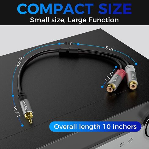 مقسم Togconn RCA (4 حزم)، 1 RCA ذكر إلى 2 RCA أنثى محول مكبر صوت Y، [مطلي بالذهب 24 قيراط] كابل مقسم مكبر صوت RCA قصير لصوت السيارة، مضخم الصوت، مشغل الأقراص المضغوطة، المسرح المنزلي in Kuwait