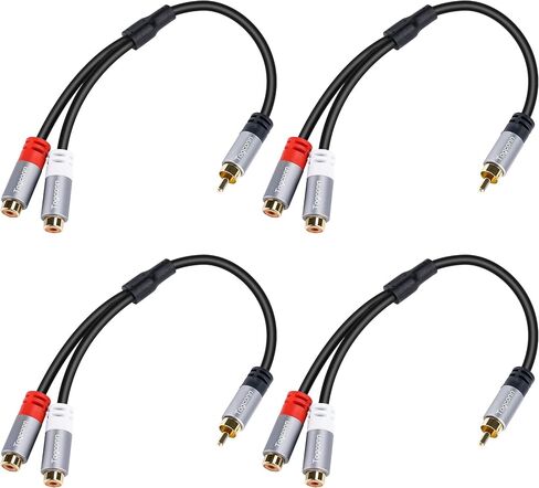 مقسم Togconn RCA (4 حزم)، 1 RCA ذكر إلى 2 RCA أنثى محول مكبر صوت Y، [مطلي بالذهب 24 قيراط] كابل مقسم مكبر صوت RCA قصير لصوت السيارة، مضخم الصوت، مشغل الأقراص المضغوطة، المسرح المنزلي in Kuwait